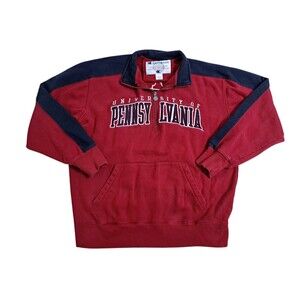 University Pennsylvania Champion Zip Sweatshirt Sweater Penn Size Large Red Blue